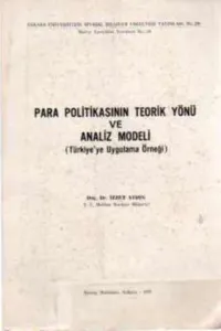 Para Politikasının Teorik Yönü ve Analiz Modeli