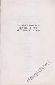 Yap Yapma Kılavuzu: Daha İyi Türk Yunan İlişkileri İçin -