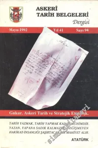 Militargeschichtliche Dokumente ( Askeri Tarih Belgeleri Dergisi ) - Jahr: 41, Januar 1992, Nr: 93