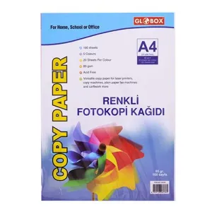 GLOBOX RENKLİ FOTOKOPİ KAĞIDI 100-LÜ