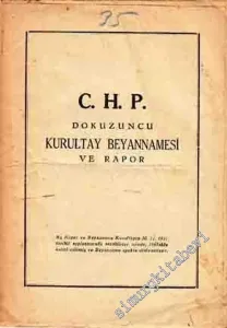 CHP Dokuzuncu Kurultay Beyannamesi ve Raporu -        1951