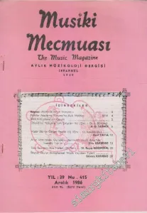 Musiki Mecmuası Aylık Müzikoloji Dergisi - Sayı: 415    39  Aralık