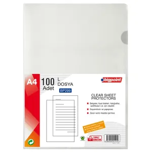 BP PLASTİK L DOSYA STANDART 80 Micron 100 LÜ POŞET ---- KAMPANYA