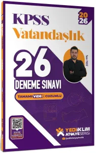 Yediiklim Yayınları 2026 KPSS Vatandaşlık Tamamı Video Çözümlü 26 Deneme Sınavı