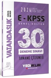 Yediiklim Yayınları 2026 EKPSS Tüm Adaylar İçin Genel Kültür Vatandaşlık Tamamı Çözümlü 30 Deneme Sınavı
