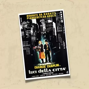 POSTER 0206 - CHARLIE CHAPLIN - CITY LIGHTS -  İTALYANCA FİLM AFİŞİ - KUŞE KAĞIT (33X48)