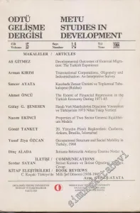 ODTÜ Gelişme Dergisi - METU Studies in Development - Sayı: 1 - 2  Cilt: 15    Kış