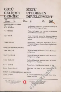 ODTÜ Gelişme Dergisi - METU Studies in Development - Sayı: 4  Cilt: 14