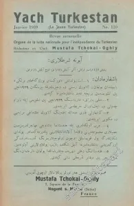 Yach Turkestan - Organe de défense nationale du Turkestan - No:110, Janvier 1939