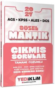 Yediiklim Yayınları 2027 AGS KPSS ALES DGS Sözel Mantık Tamamı Çözümlü Çıkmış Sorular