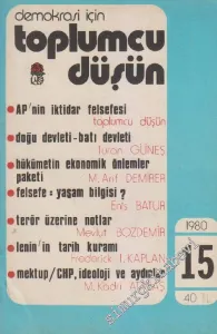 Demokrasi İçin Toplumcu Düşün Dergisi - Dosya: Lenin'in Bilgi Kuramı - Frederick I. Kaplan - Sayı: 15      Mart - Nisan