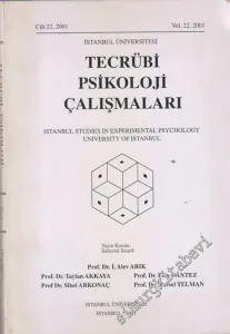 Tecrübi Psikoloji Çalışmaları  : İstanbul Üniversitesi -   Cilt: 22     2001