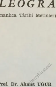 Epigrafi ve Paleografi ( Osmanlıca Tarihi Metinler ) -        1994
