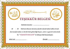 Teşekkür Belgesi