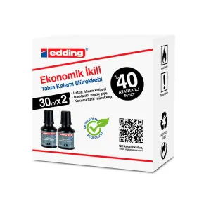 Edding Beyaz Tahta Mürekkebi 30ml 2li Siyah KAMPANYA