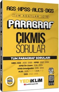Yediiklim Yayınları AGS KPSS ALES DGS Tüm Adaylar İçin Paragraf Tamamı PDF Çözümlü Tüm Paragraf Soruları Çıkmış Sorular
