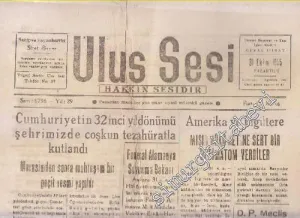 Ulus Sesi - Cumhuriyet'in 32 Yıldönümü - Sayı: 6796  Yıl: 29    Ekim 1955