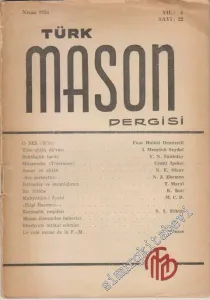 Türk Mason Dergisi - Sayı: 22, Yıl: 6, Nisan 1956       1956