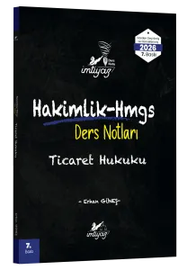 İMTİYAZ 2026 HMGS Hakimlik Ticaret Hukuku Ders Notları