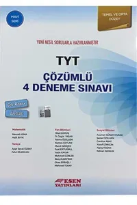 Esen Yayınları TYT Çözümlü 4 Deneme Sınavı Mavi Seri (Temel ve Orta Düzey) Esen