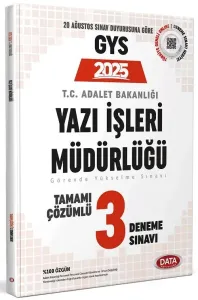 Data Yayınları 2025 Adalet Bakanlığı Yazı İşleri Müdürlüğü GYS Tamamı Çözümlü 3 Deneme Sınavı