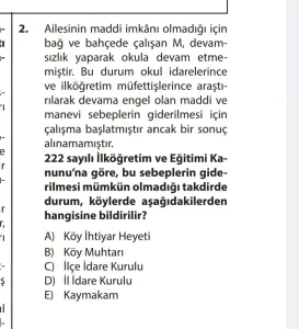 MAARİF MEB AGS Mevzuat Soru Bankası