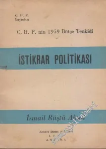 CHP'nin 1959 Bütçe Tenkidi: İstikrar Politikası -        1959