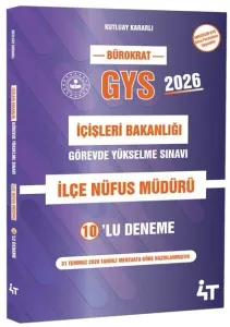 4T Yayınları 2026 GYS İçişleri Bakanlığı İlçe Nüfus Müdürü 10'lu Deneme