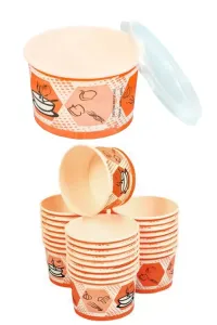 Kutubist Aşure Kağıt Çorba Tatlı Yemek Kasesi Kullan At 16 Oz Plastik Kapaklı - (SIZDIRMAZ) Karton Çorba Kasesi (25'Adet) - 16 OZ