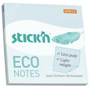 Hopax Stıckn Yapışkanlı Not Kağıdı 100 YP 76x76 Eco Pastel Mavi
