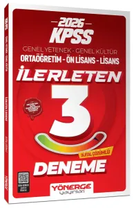 Yönerge Yayınları 2026 KPSS Genel Yetenek Genel Kültür İlerleten 3 Deneme Çözümlü
