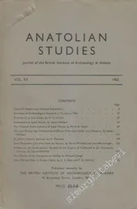 Anatolian Studies: Journal of the British Institute of Archaeology at Ankara - Cilt 12        1962