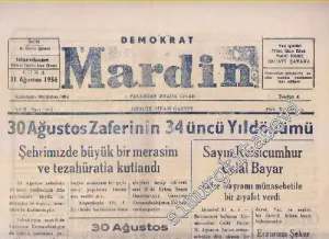 Demokrat Mardin Günlük Siyasi Gazete - 30 Ağustos Zaferinin 34üncü Yıldönümü - Sayı: 601  Yıl: 2    Şubat