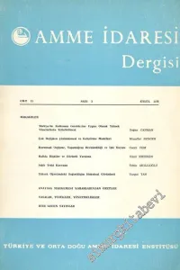 Amme İdaresi Dergisi - Sayı: 3, Cilt: 11 Eylül 1978