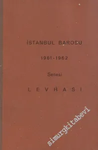 İstanbul Barosu 1961 - 1962 Senesi Levhası  -