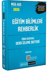 Pegem Yayınları 2026 MEB AGS Eğitim Bilimleri Rehberlik Video Destekli Ders İzleme Defteri