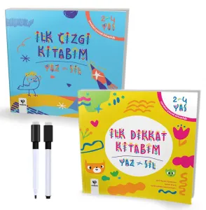 İlk Çizgi Kitabım -İlk Dikkat Kitabım -Yaz Sil Kalem Set