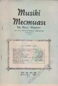 Musiki Mecmuası Aylık Müzikoloji Dergisi - Sayı: 383    34  Eylül