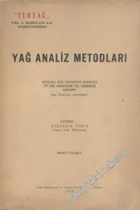 Yağ Analiz Metodları - Birinci Fasikül -        1956