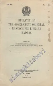 Bulletin of the Government Oriental Manuscripts Library Madras - No: 1  Vol. 9