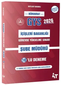 4T Yayınları 2026 GYS İçişleri Bakanlığı Şube Müdürü 10'lu Deneme