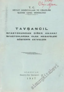 Tavşancıl İstasyonundan Diğer Anahat İstasyonlarına Olan Mesafeleri Gösterir Cetveldir -