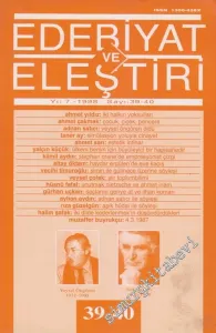 Edebiyat ve Eleştiri: Aylık Edebiyat Dergisi  - 39 - 40      Eylül - Ekim - Kasım - Aralık