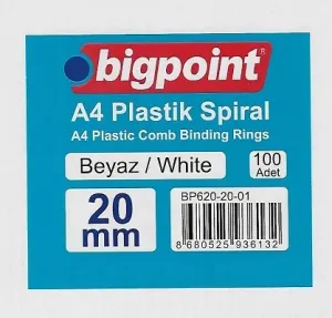 Plastik Spiral 20 mm Beyaz 100'lü Kutu