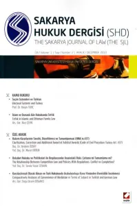 Sakarya Üniversitesi Hukuk Fakültesi Dergisi Cilt:1 – Sayı:2 Aralık 2013