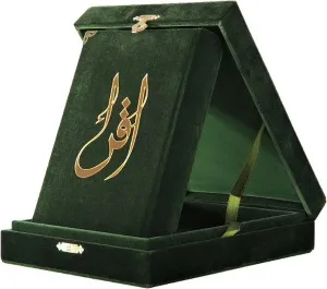 Kur'an-ı Kerim Hafız Boy Yeşil Kadife Kutulu (Ciltli)