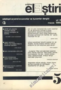 Çağdaş Eleştiri - Aylık Edebiyat Dergisi  - Sayı: 5    Yıl: 5  Mayıs