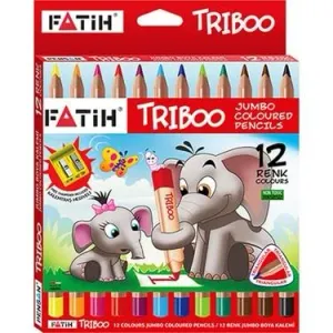 Fatih Jumbo Triboo Üçgen Natural  Kuruboya 12 Renk Tam Boy