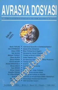 Avrasya Dosyası Üç Aylık  Uluslararası İlişkiler ve Stratejik Araştırmalar Dergisi: İsrail Özel - Sonbahar 1994, Cilt: 1 Sayı: 3