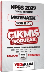 Yediiklim Yayınları 2027 KPSS Genel Yetenek Matematik Konularına Göre Tamamı Çözümlü Son 11 Yıl Çıkmış Sorular